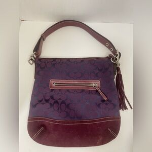 COACH SLIM DUFFLE signature Crossbody Suede Hobo F04K-9349 Plum Purple